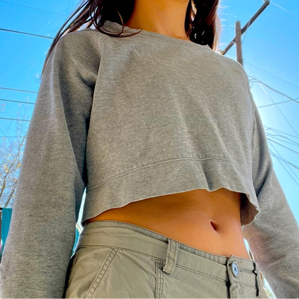 Cute grey long sleeve crop top.